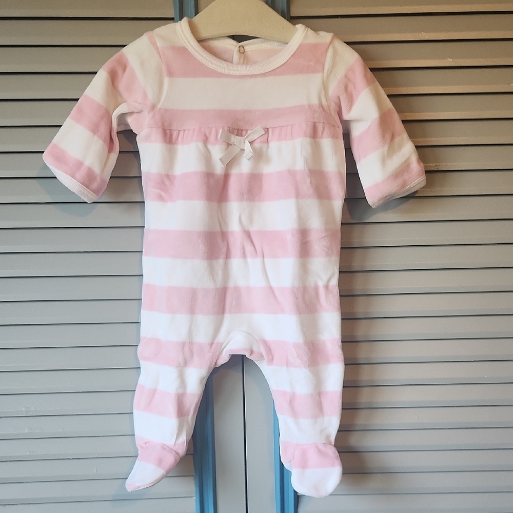 Jacadi Pink and White Striped Footie